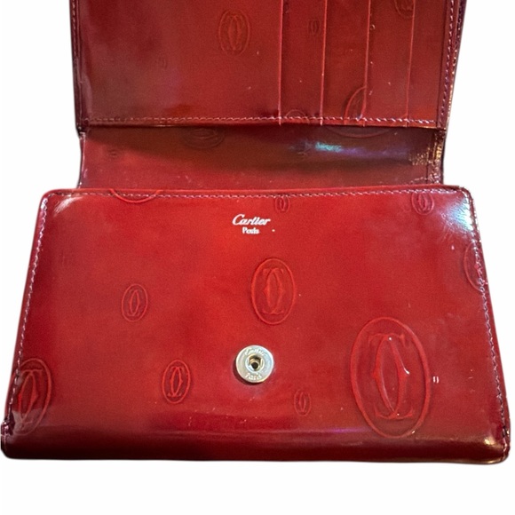 Authentic Cartier Happy Birthday Patent Leather Wallet - Bordeaux - Picture 3 of 6